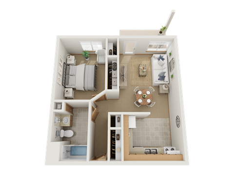 a floor plan of a one bedroom apartment